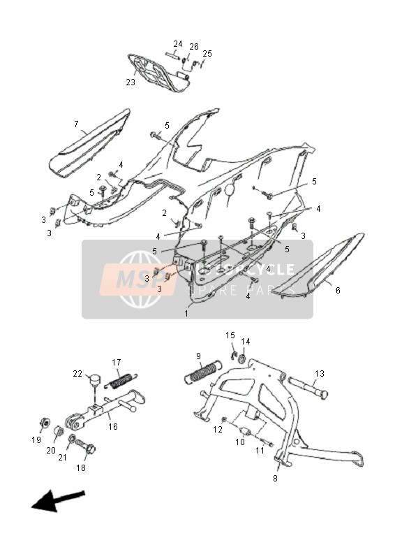 Yamaha YP125R X-MAX 2011 In Piedi & Poggiapiedi per un 2011 Yamaha YP125R X-MAX